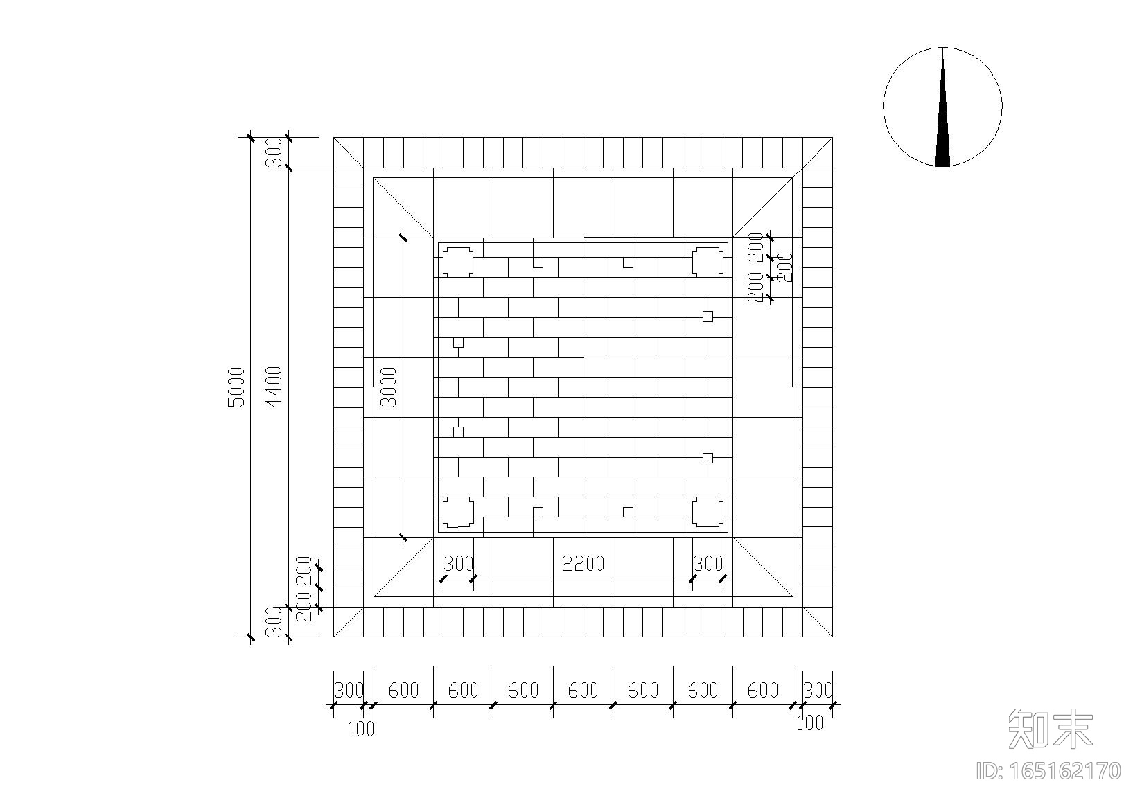 四角草亭建筑小品设计施工图施工图下载【ID:165162170】