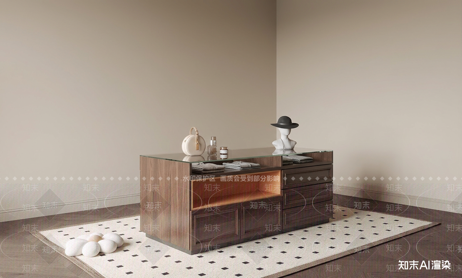 实木岛台梳妆台3D模型下载【ID:1227267335】