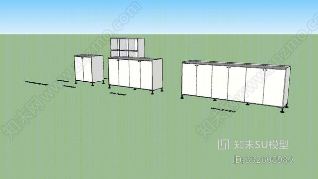 广告铰链后柜及书架SU模型下载【ID:332608980】