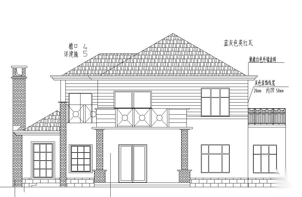 [山东]2层独栋别墅建筑施工图设计cad施工图下载【ID:149889159】