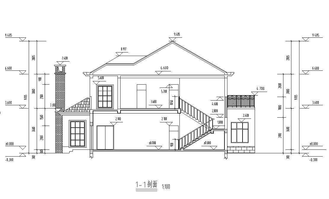 [山东]2层独栋别墅建筑施工图设计cad施工图下载【ID:149889159】