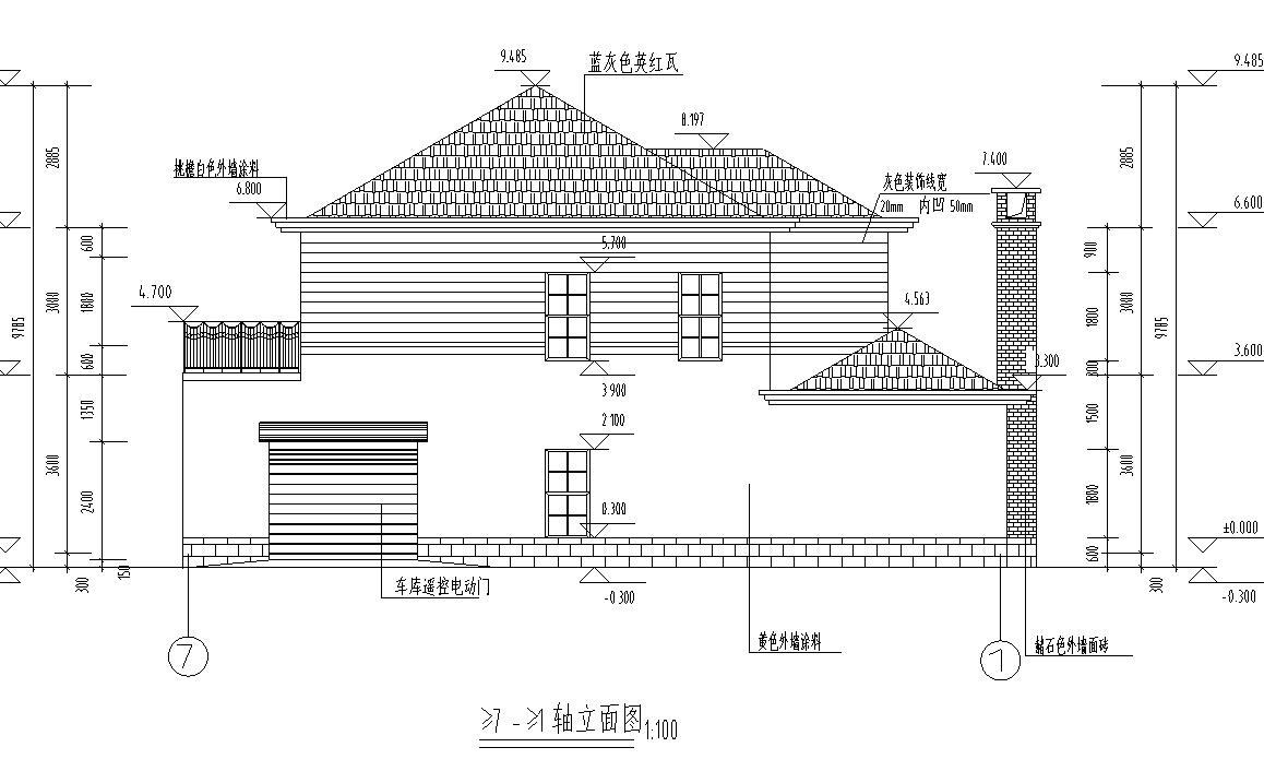 [山东]2层独栋别墅建筑施工图设计cad施工图下载【ID:149889159】