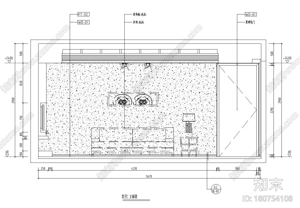 [福州]正祥香榭芭蕾样板房户型一室内施工图设计文本（C...施工图下载【ID:180754108】