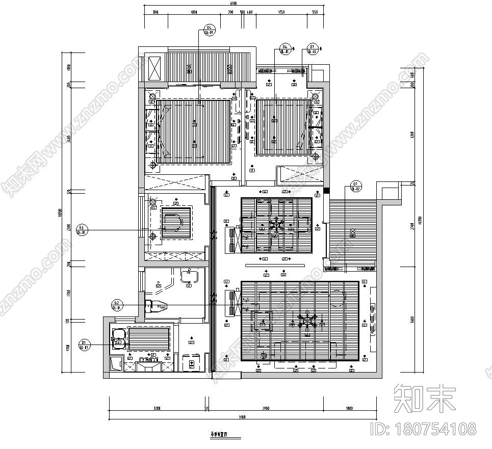 [福州]正祥香榭芭蕾样板房户型一室内施工图设计文本（C...施工图下载【ID:180754108】