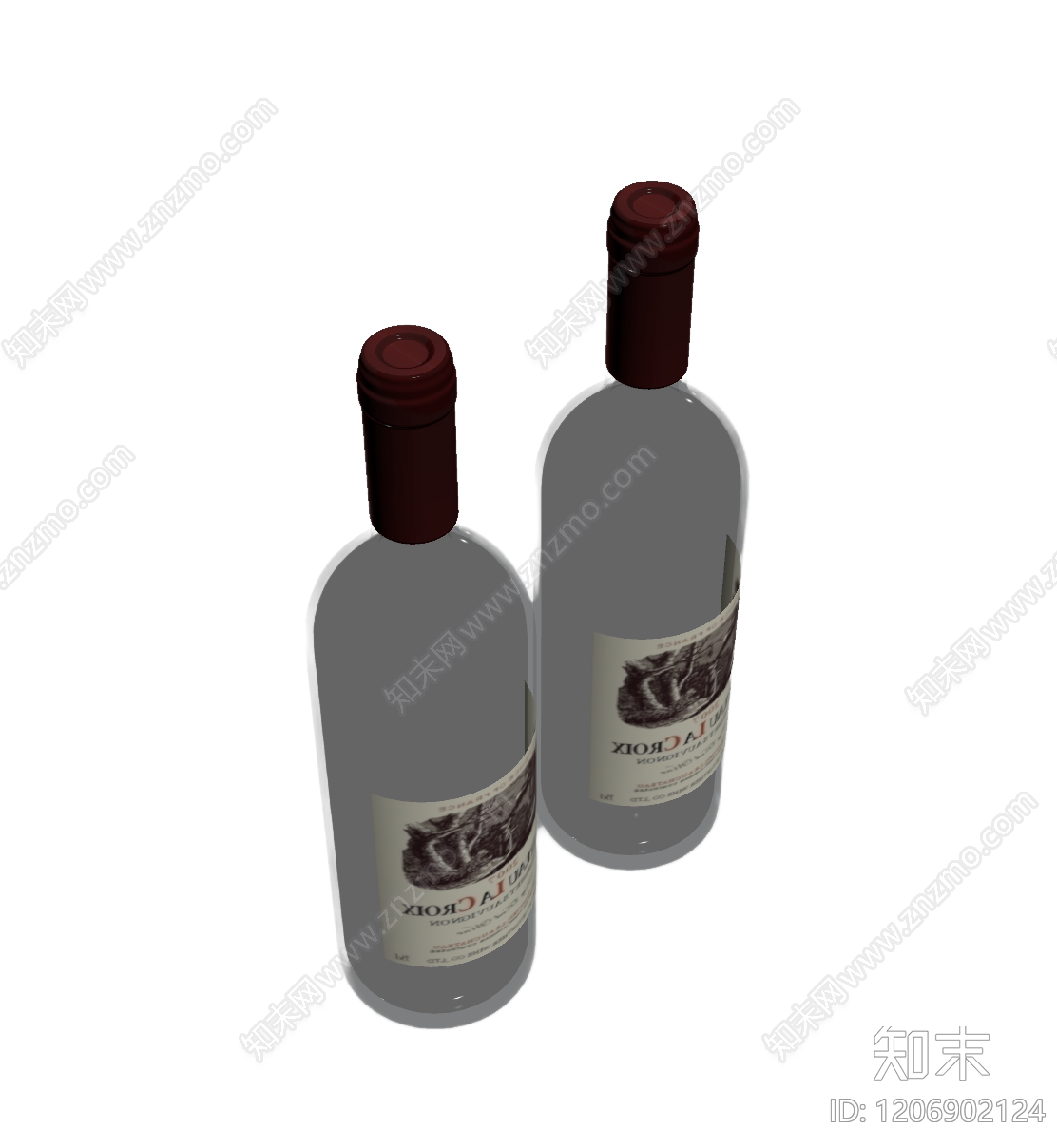红酒瓶带标签3D模型下载【ID:1206902124】