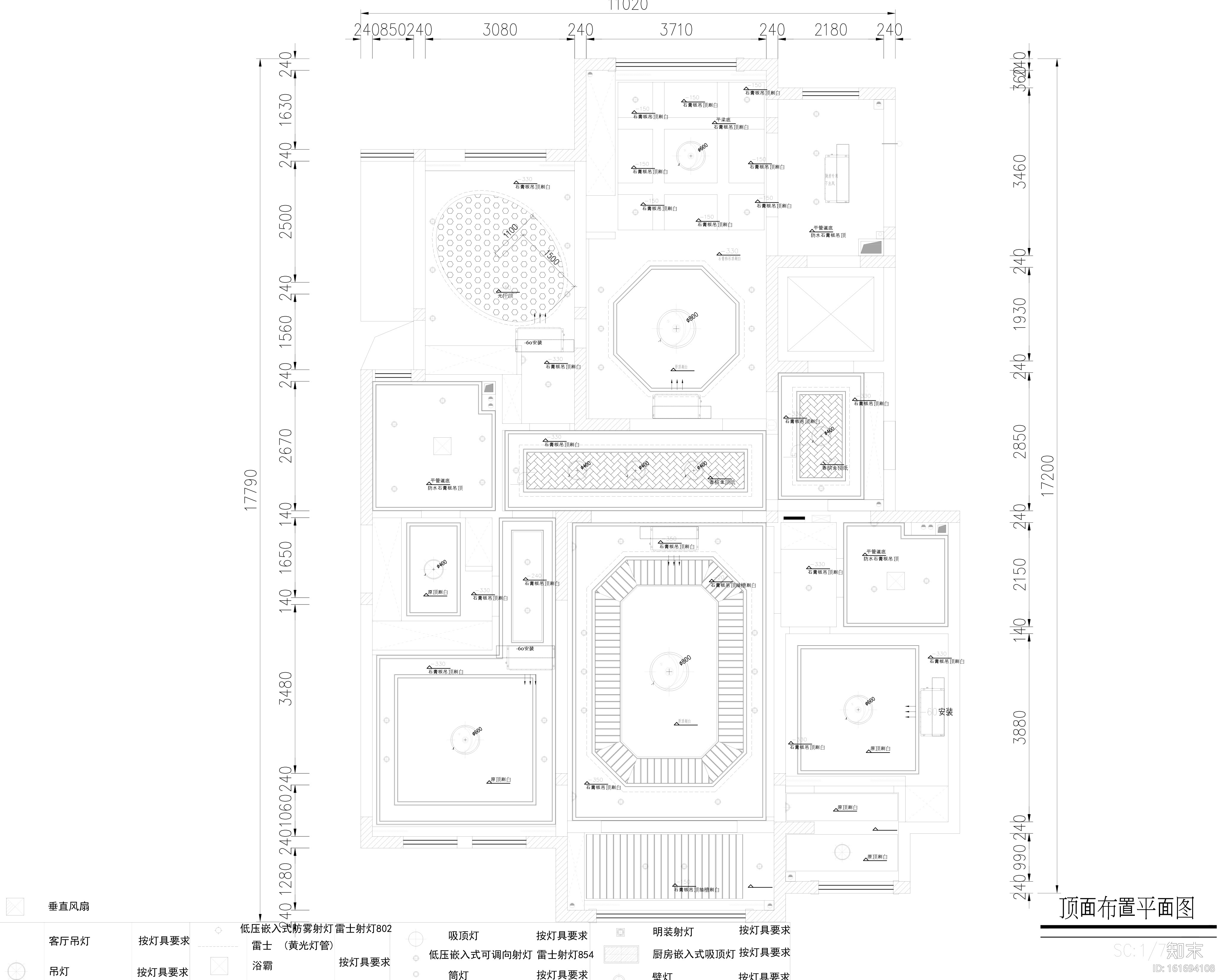 紫金城三居室样板房室内装修全套施工图cad施工图下载【ID:161694108】