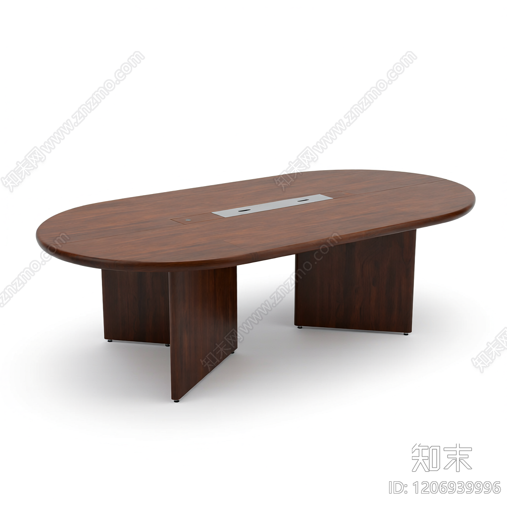 椭圆餐桌带木腿3D模型下载【ID:1206939996】