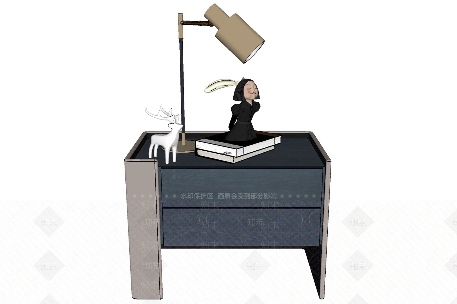 现代风格床头柜SU模型下载【ID:190709243】