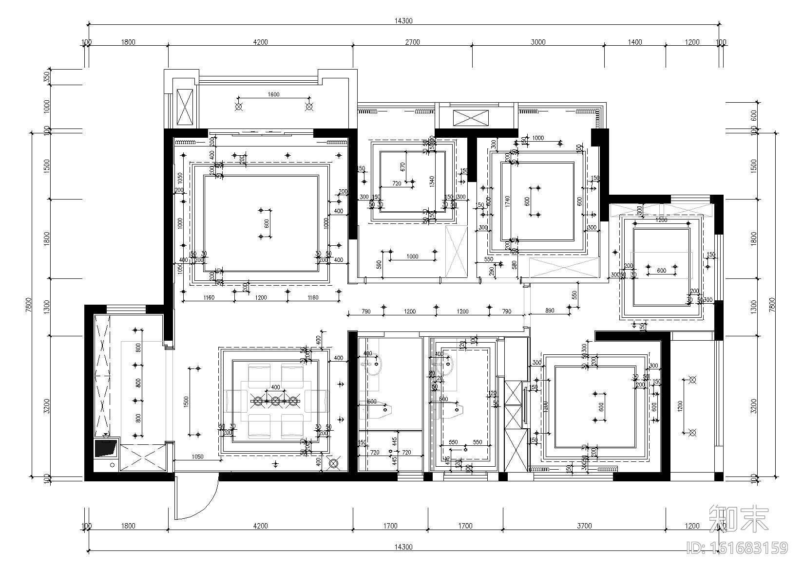 [福州]120㎡三居室现代样板房施工图+实景图施工图下载【ID:161683159】