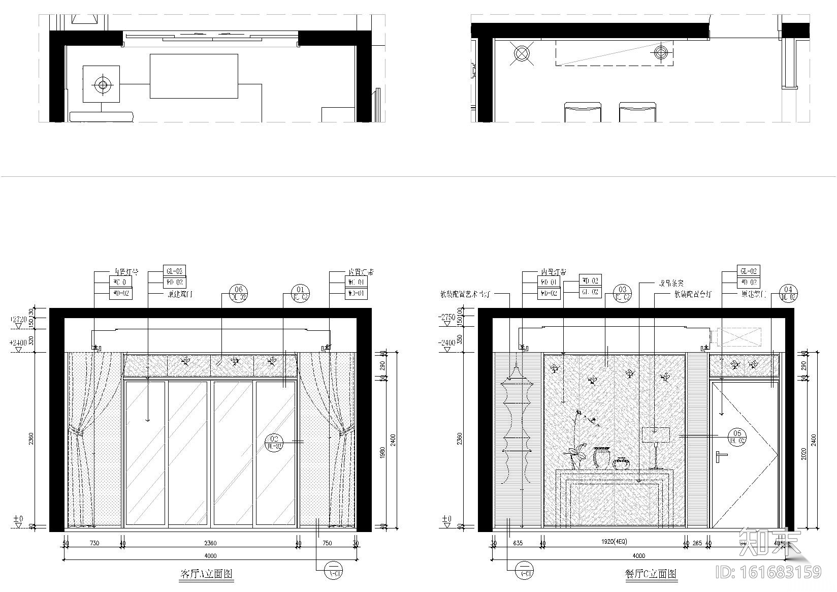 [福州]120㎡三居室现代样板房施工图+实景图施工图下载【ID:161683159】