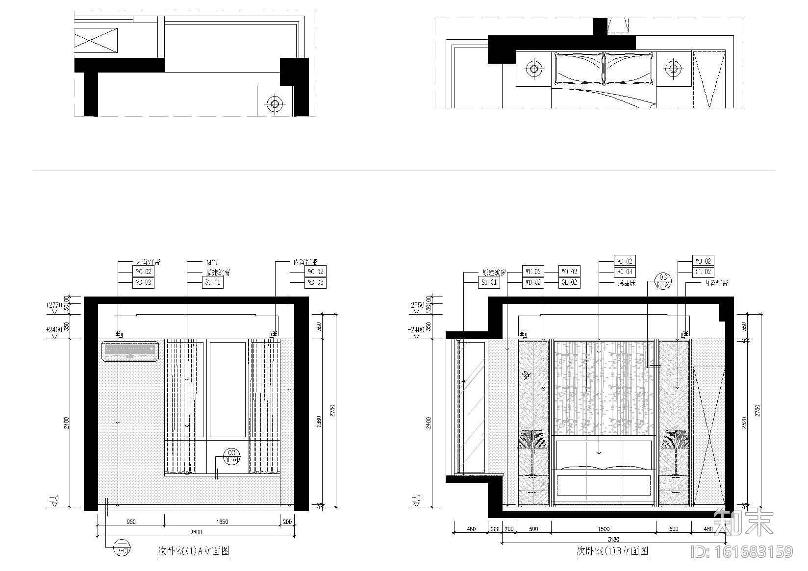 [福州]120㎡三居室现代样板房施工图+实景图施工图下载【ID:161683159】