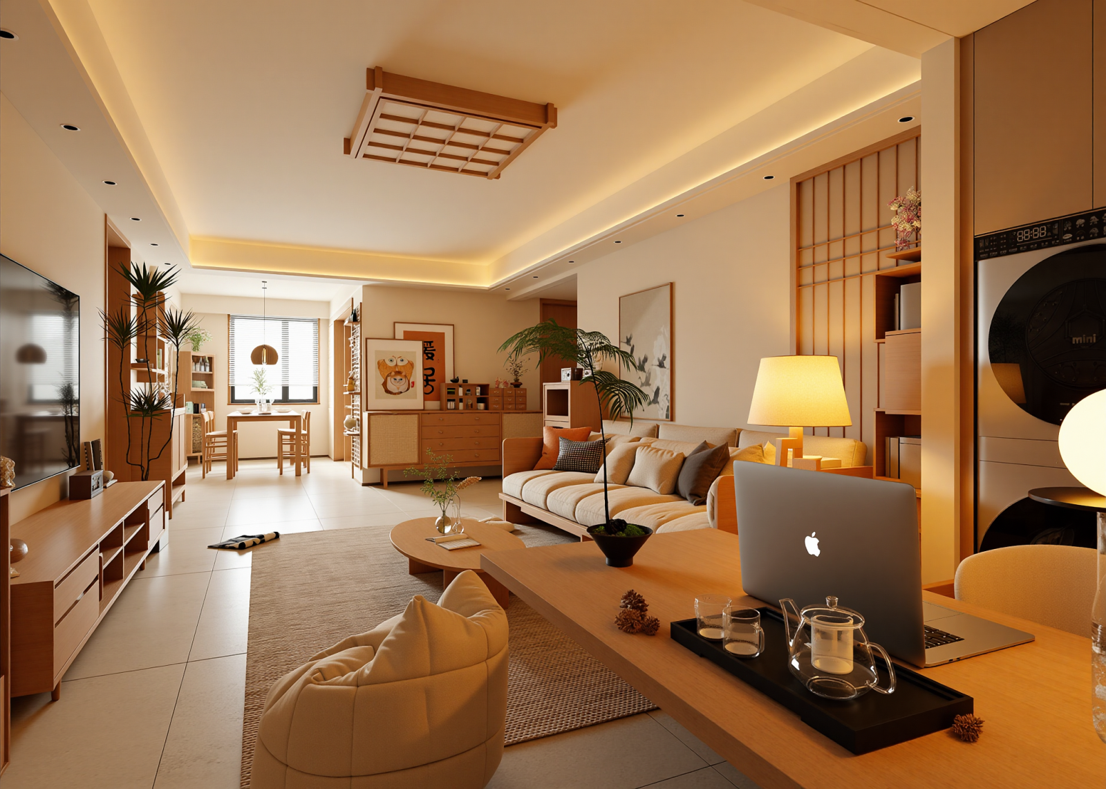 日式家居客厅3D模型下载【ID:1214782936】