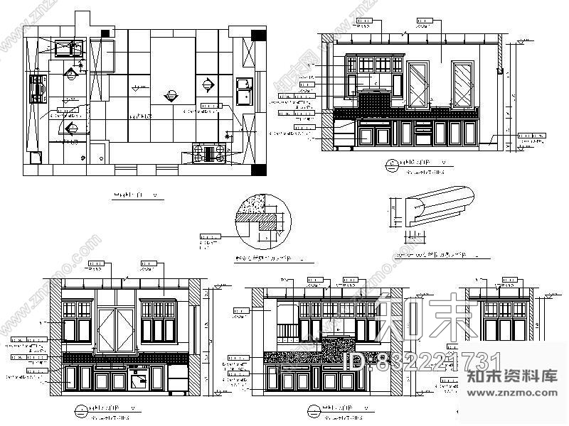 图块/节点中西厨房立面图cad施工图下载【ID:832221731】