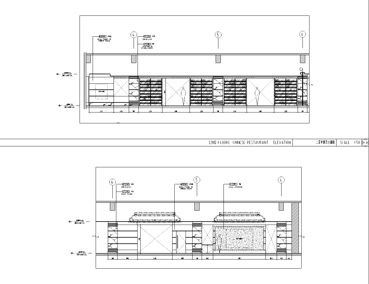 [浙江]某2000平米中餐厅室内设计施工图cad施工图下载【ID:161752195】