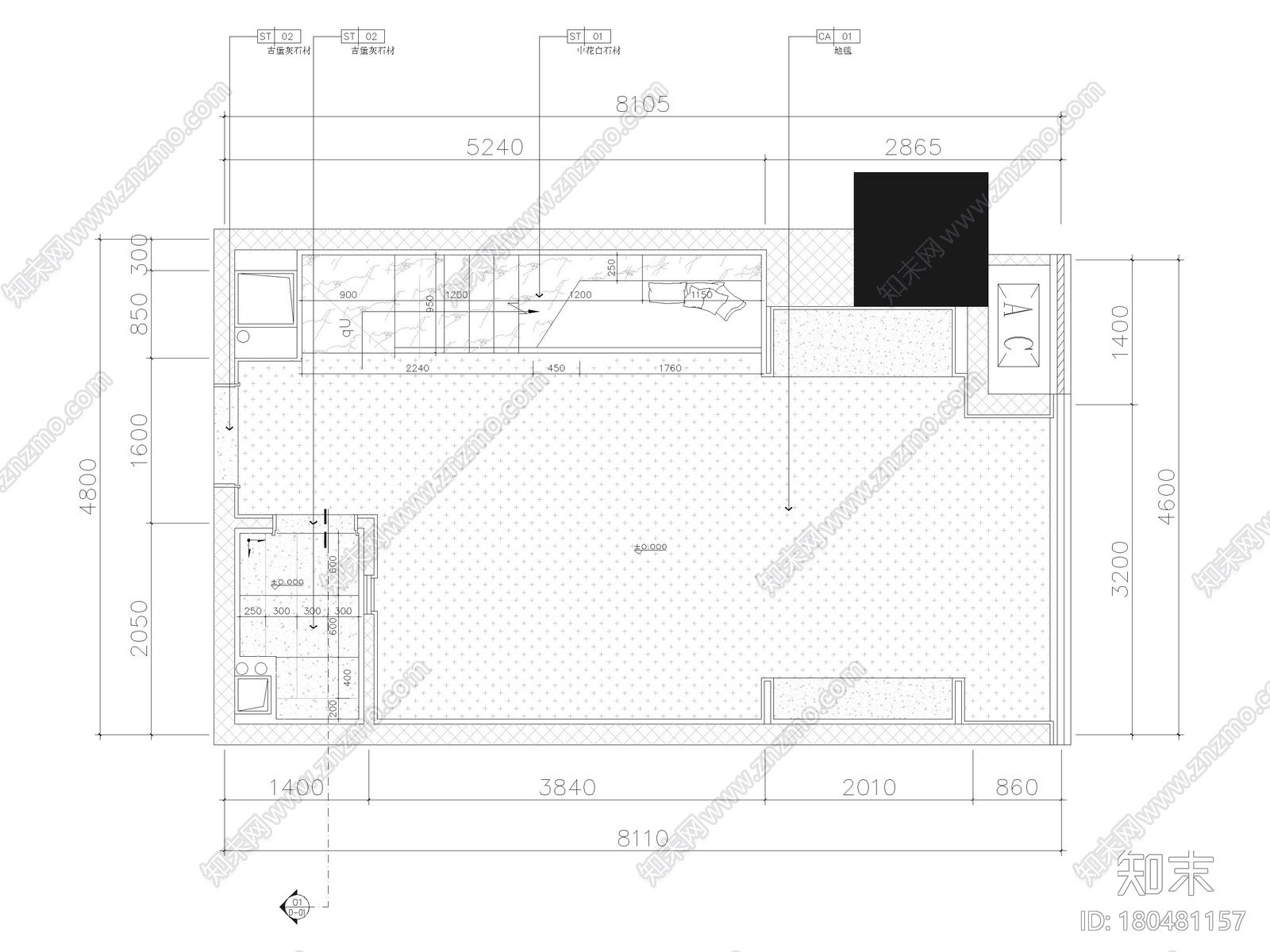 [重庆]70㎡复式LOFT公寓样板房装修施工图施工图下载【ID:180481157】