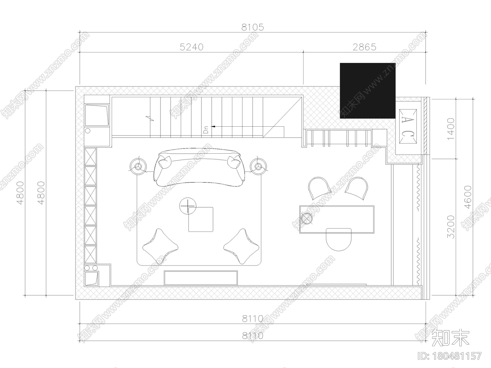 [重庆]70㎡复式LOFT公寓样板房装修施工图施工图下载【ID:180481157】