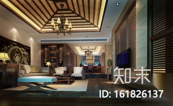 [绵阳]新中式风格双层别墅室内装修图（含效果）cad施工图下载【ID:161826137】