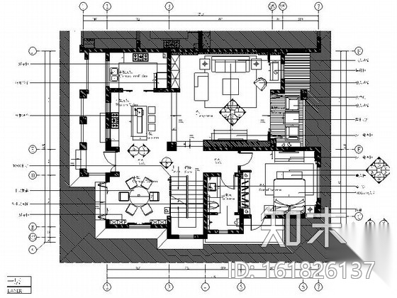 [绵阳]新中式风格双层别墅室内装修图（含效果）cad施工图下载【ID:161826137】