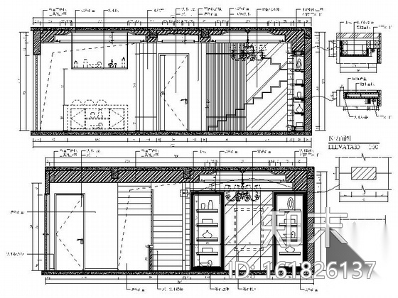 [绵阳]新中式风格双层别墅室内装修图（含效果）cad施工图下载【ID:161826137】