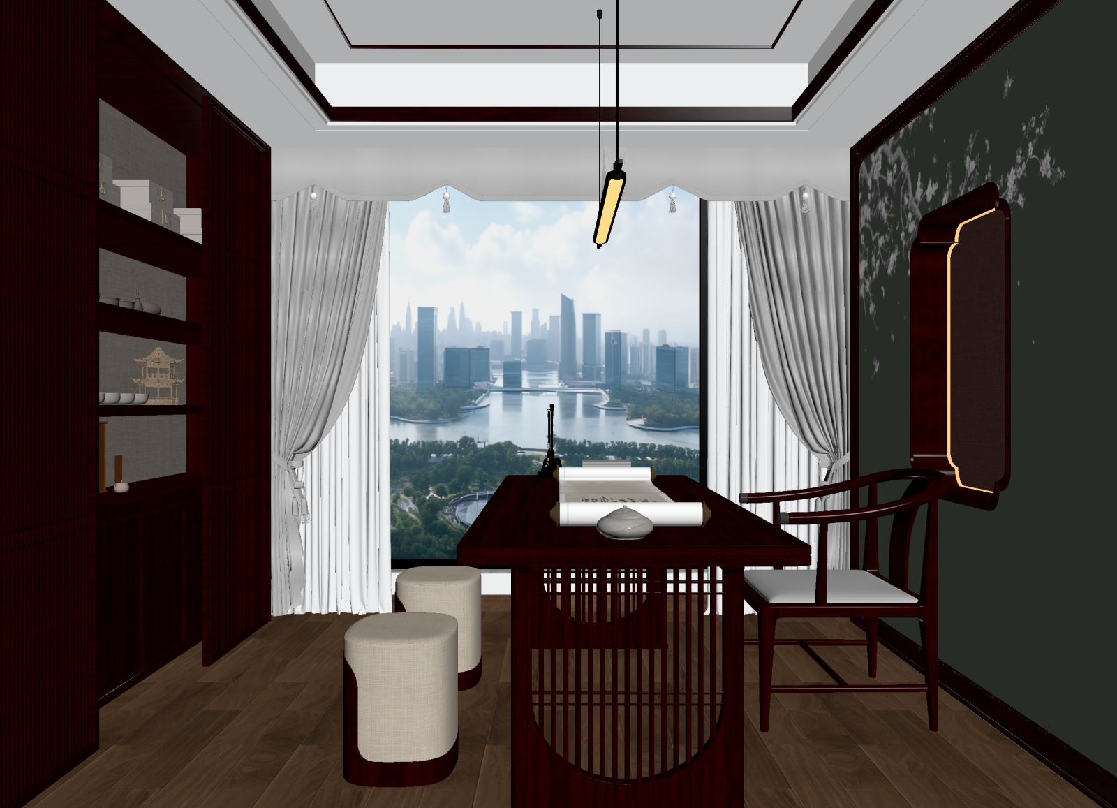 新中式茶室3D模型下载【ID:1214806167】