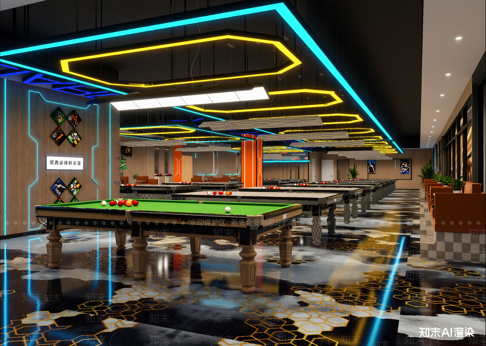 工业风台球室3D模型下载【ID:1214412596】