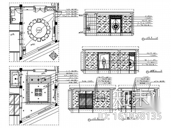 [杭州]高档中欧混搭会所装修图（含效果）cad施工图下载【ID:161838135】