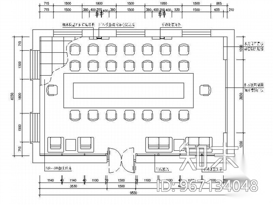某会议室装修图cad施工图下载【ID:967134048】