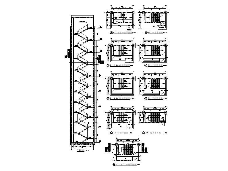 [福建]高层框架结构塔式酒店建筑施工图cad施工图下载【ID:151528146】