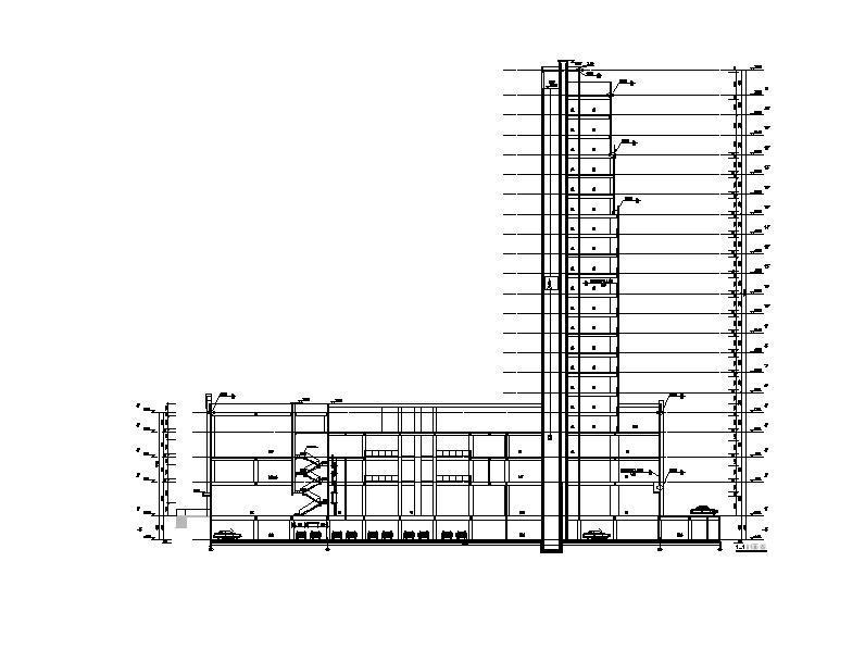 [福建]高层框架结构塔式酒店建筑施工图cad施工图下载【ID:151528146】