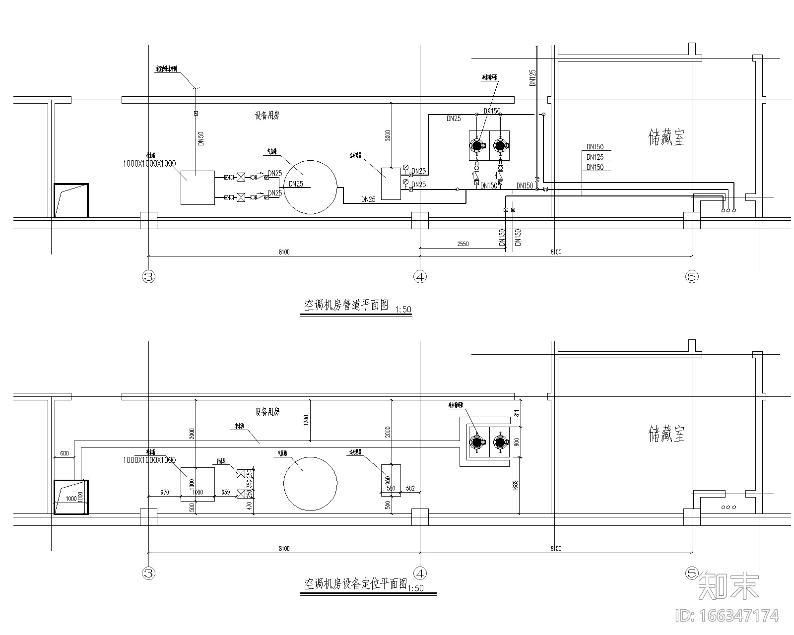 唐山某职工食堂风盘+新风中央空调设计图cad施工图下载【ID:166347174】