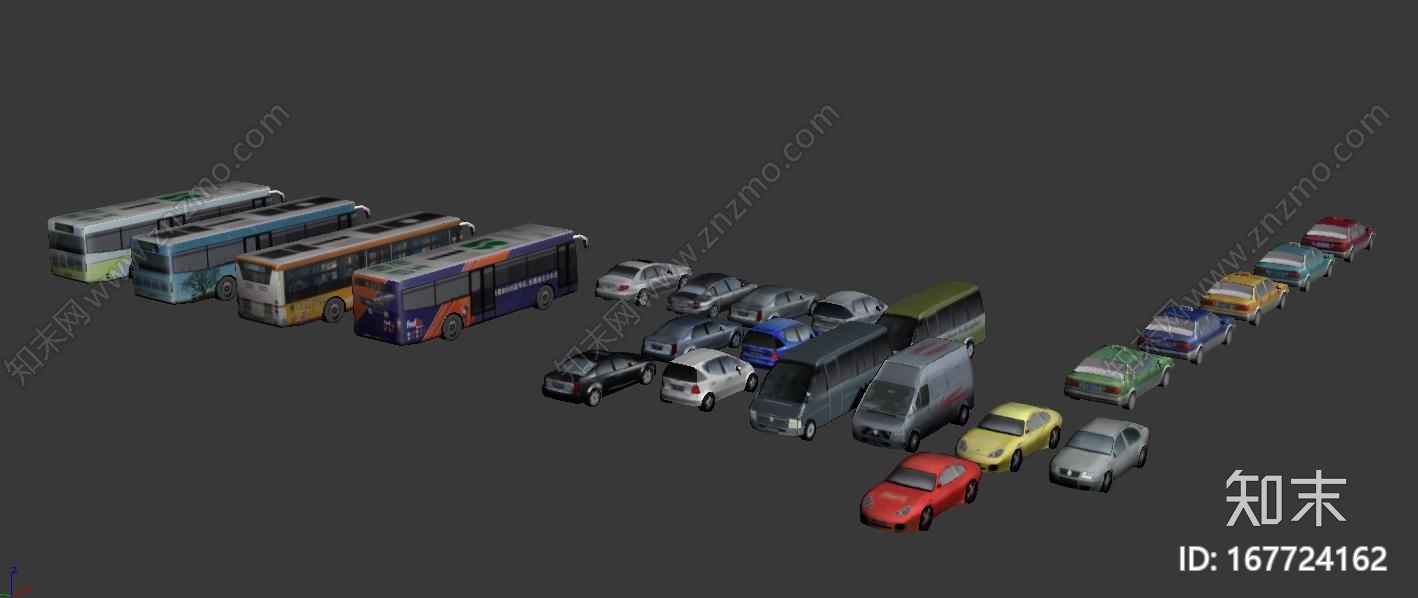 鸟瞰简模车群CG模型下载【ID:167724162】