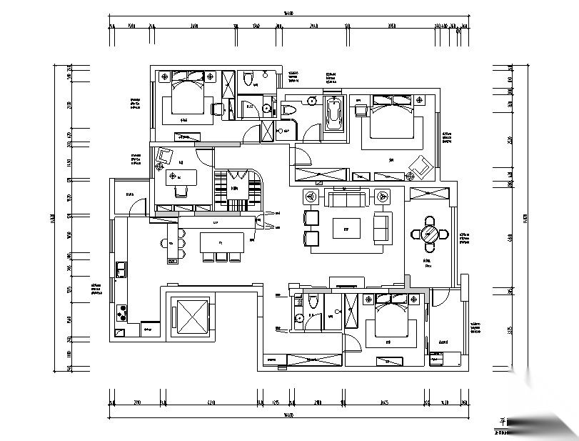 [江苏]英式田园风190平米住宅设计施工图（附效果图）cad施工图下载【ID:160490136】