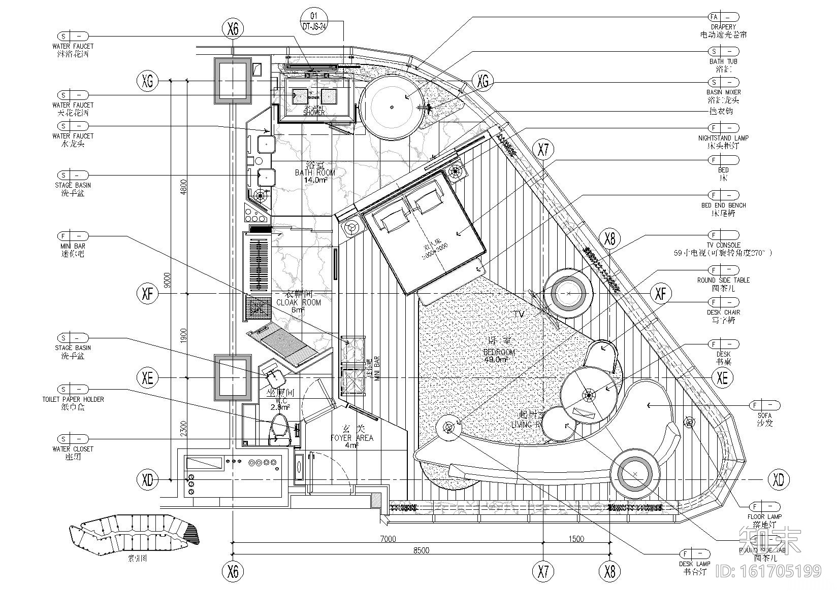 [北京]三里屯通盈中心洲际酒店客房竣工图施工图下载【ID:161705199】