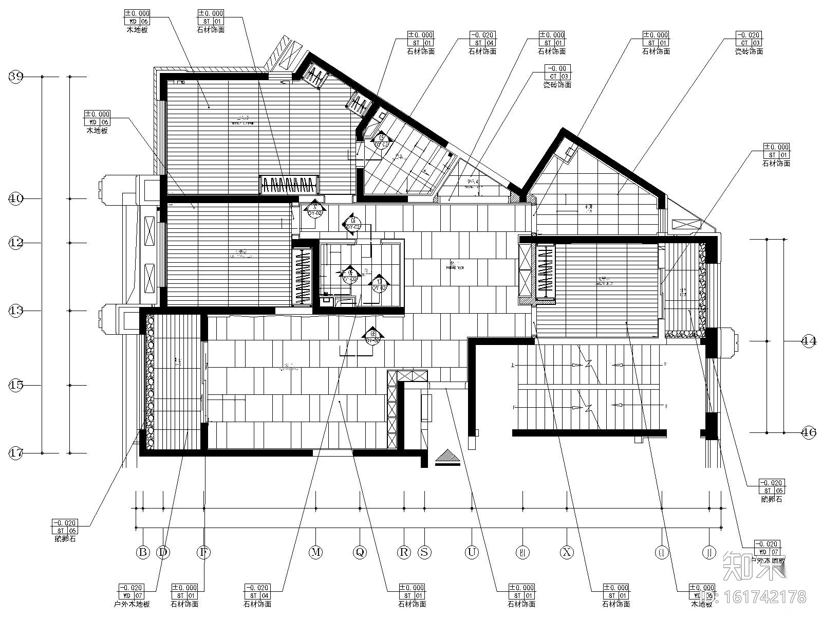 石家庄新源燕府5号标准层三居室样板房图纸cad施工图下载【ID:161742178】