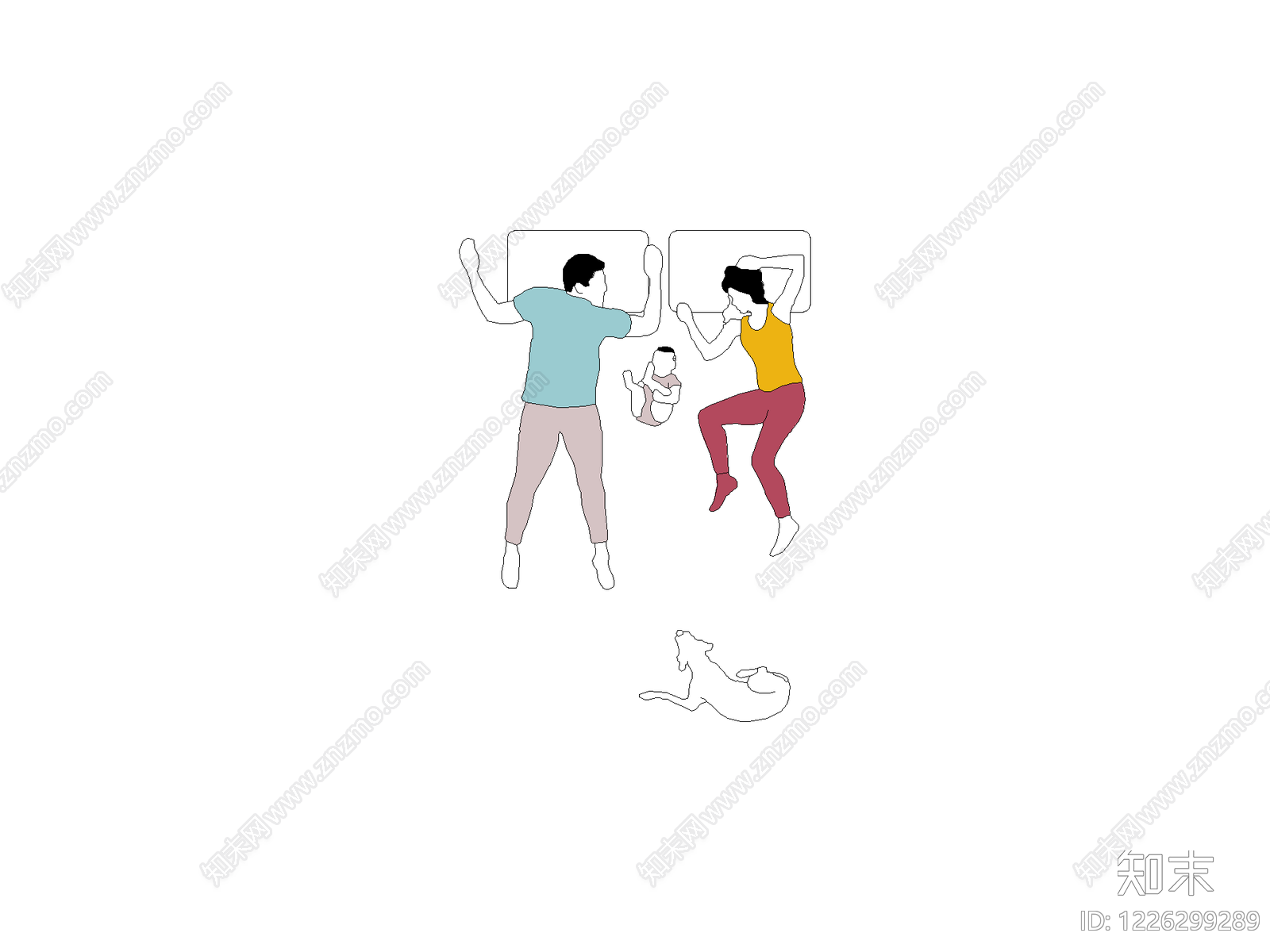 卧室书房厨卫图块含遮罩cad施工图下载【ID:1226299289】