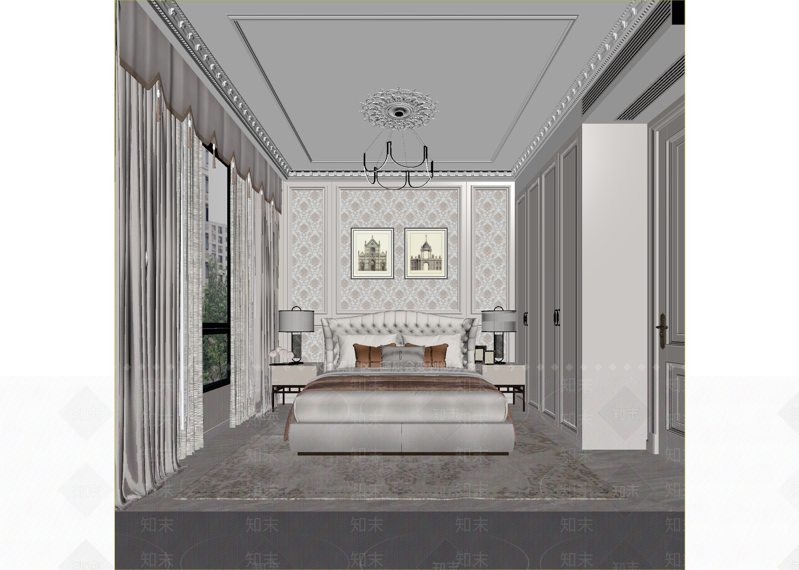 欧式酒店客房3D模型下载【ID:1215036891】