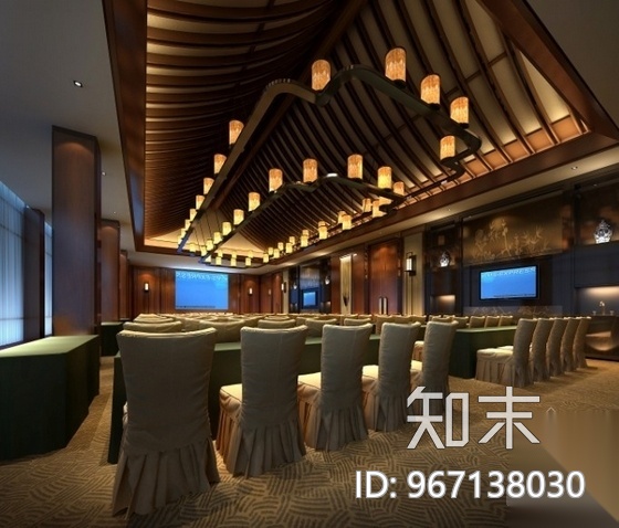 某豪华中餐厅室内装修施工图（含效果）cad施工图下载【ID:967138030】