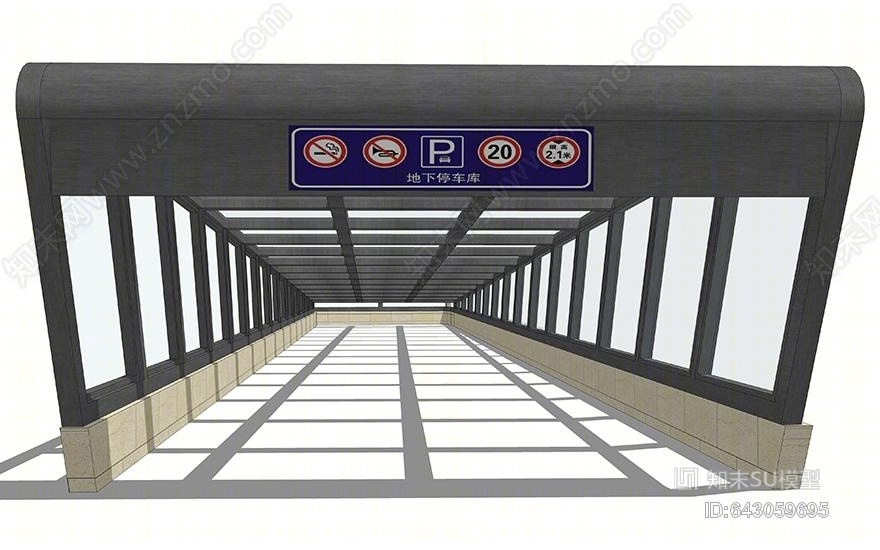 地下车库入口SU模型下载【ID:643059695】