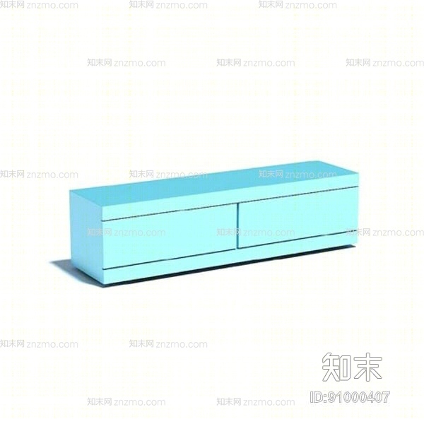 现代蓝色长方形木艺电视柜3D模型下载【ID:91000407】