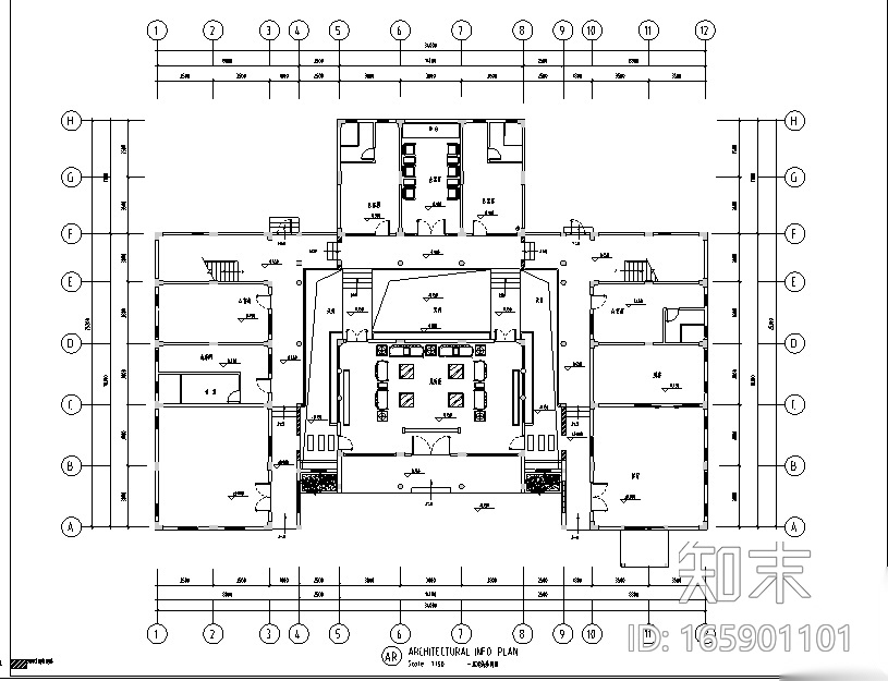 中式风格四居室别墅设计施工图（附效果图）cad施工图下载【ID:165901101】