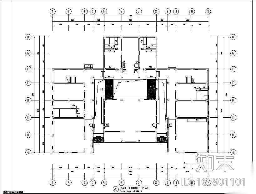 中式风格四居室别墅设计施工图（附效果图）cad施工图下载【ID:165901101】