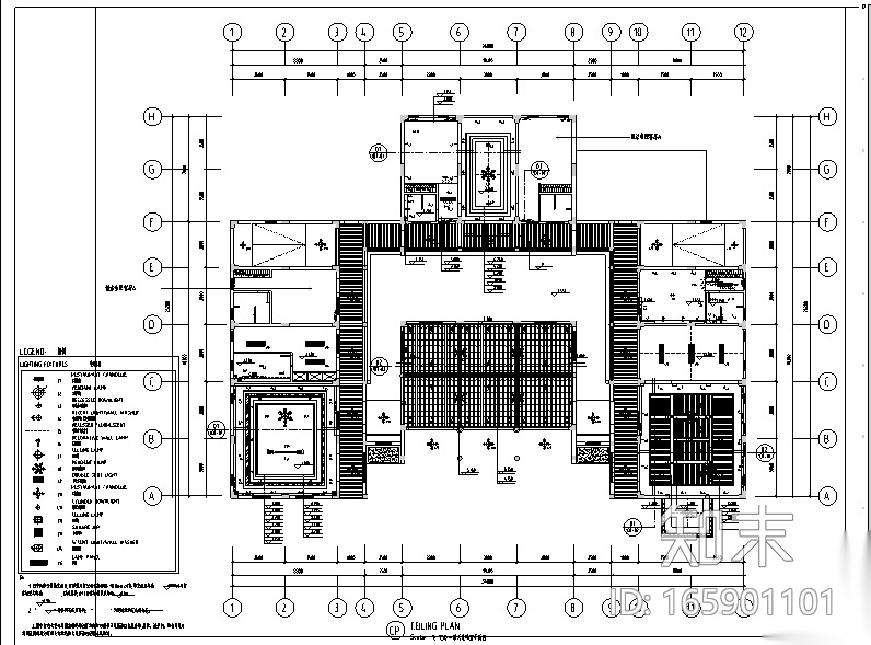 中式风格四居室别墅设计施工图（附效果图）cad施工图下载【ID:165901101】