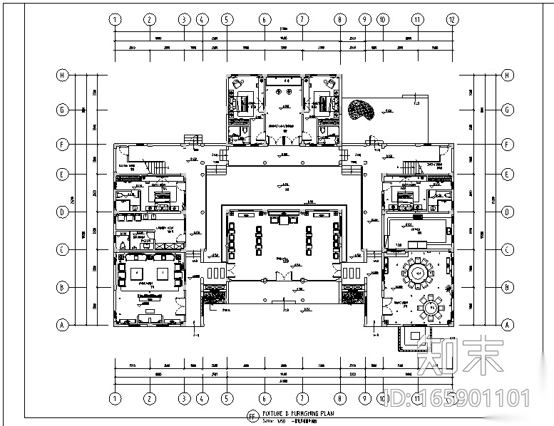 中式风格四居室别墅设计施工图（附效果图）cad施工图下载【ID:165901101】