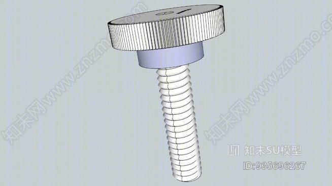 1/4-20五金件-1“滚花旋钮带帽螺钉SU模型下载【ID:935696267】