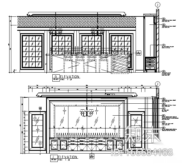 某法式餐厅及雪茄吧室内设计施工图（含方案、效果图）cad施工图下载【ID:166684188】