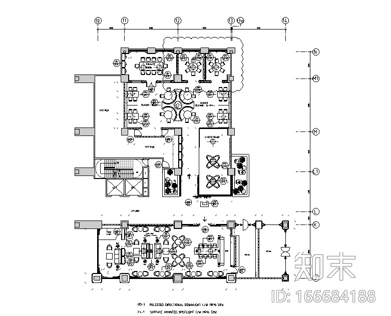 某法式餐厅及雪茄吧室内设计施工图（含方案、效果图）cad施工图下载【ID:166684188】