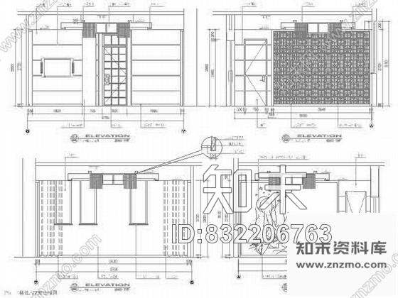 图块/节点花卉白描装饰包厢立面图cad施工图下载【ID:832206763】