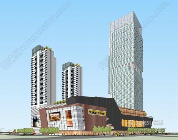 现代商业裙楼SU模型下载【ID:444782967】