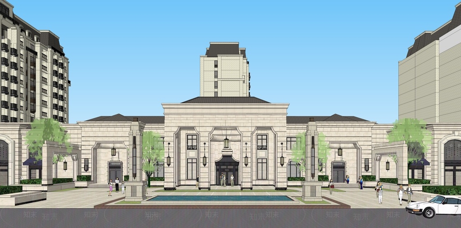 欧式售楼处建筑SU模型下载【ID:162760132】