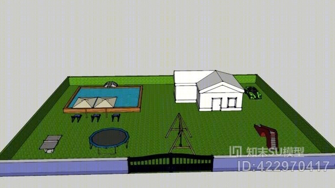 房子和花园、秋千、汽车、乒乓球等……SU模型下载【ID:422970417】